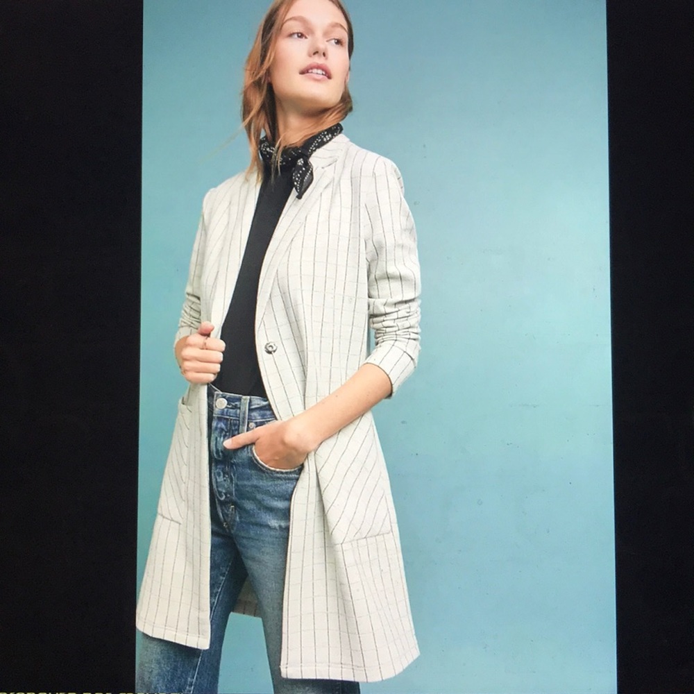 Harlyn Anthropologie Petite Plaid Oversized Blazer